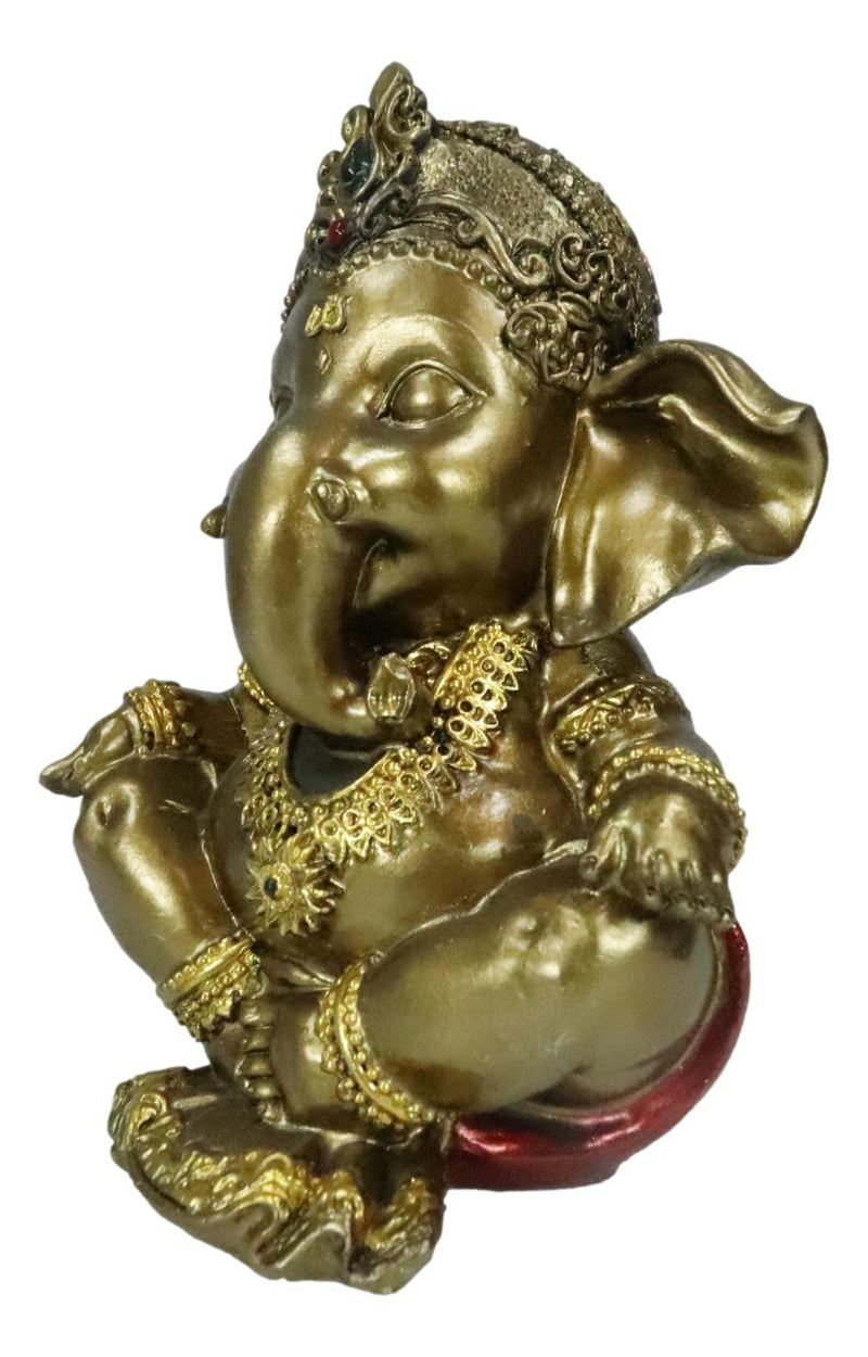 Vastu Hindu Elephant God Baby Ganesha Ganapati Sitting In Meditation Figurine