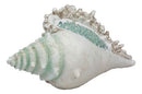 Large Ocean Sea Shell Conch Statue With Mosaic Crushed Glass 7"L Seashells Art
