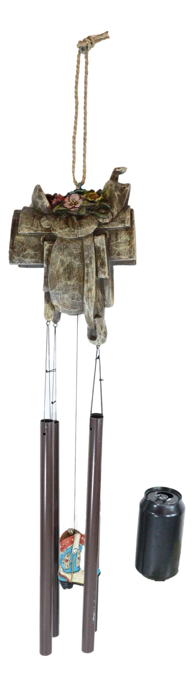 Western Country Rustic Floral Horse Saddle Cowboy Boot Decorative Wind Chime