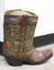 Large Western Floral Lace Vintage Design Cowboy Boot Waste Basket Bin With Lid