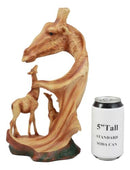 Ebros Safari Giraffe Bust Statue 12"Tall Faux Wood Resin Giraffe Family in Wilfdlife Savanna Scene Figurine