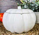 Ebros Ceramic Stoneware White Harvest Pumpkin Bowl With Lid 6"Diameter X 1 PC
