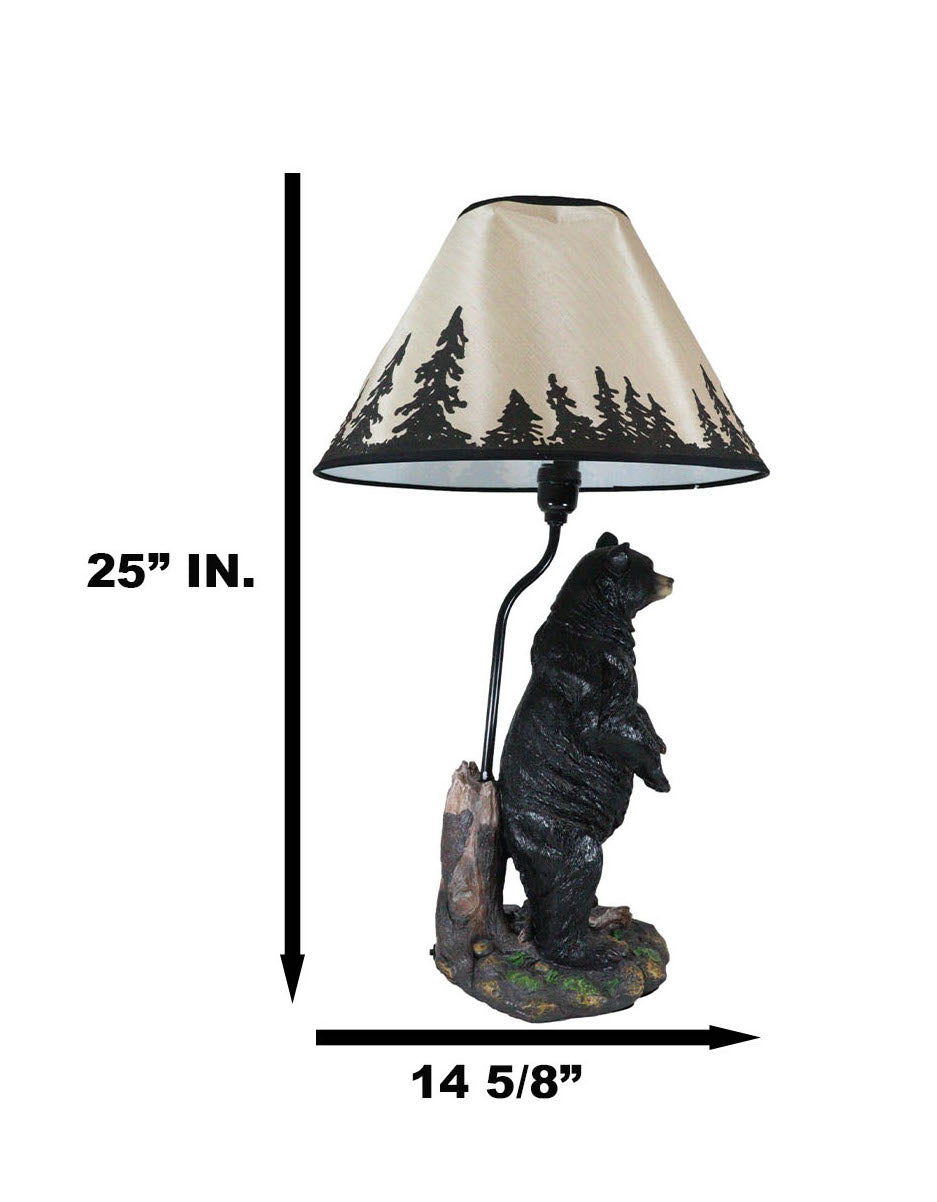 Large Standing Black Bear Surveyor Arkadius Desktop Table Lamp Decor Figurine - Ebros Gift