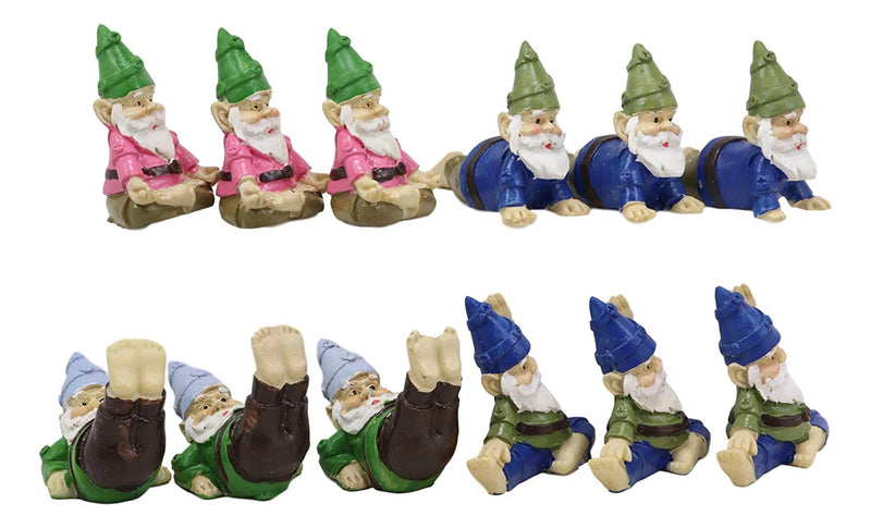 Ebros Whimsical Fairy Garden Village Nook Stone Walls Planter Landscape with Steps for Miniature Figurines 12.25" Wide (Set of 12 Mini Yoga Garden Gnomes)