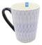 Set of 6 Eleanor Blue And White Linear Patterns Contemporary Porcelain Mugs 10oz