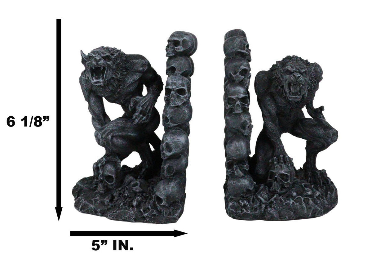 Gothic Notre Dame Dark Knights Growling Werewolves Bookends Figurine Set 6.25"H