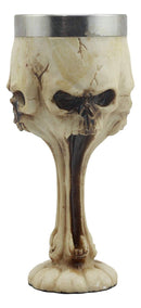 Ebros Day of The Dead Bone Ossuary Distorted Shrieking Ghost Skulls Wine Goblet 7oz