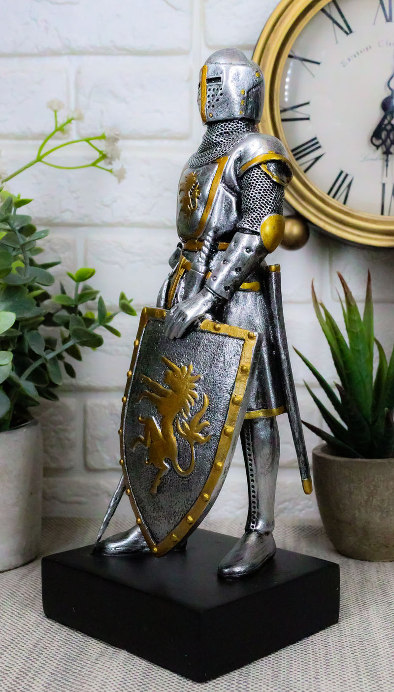 Ebros Medieval Swordsman Knight Of Heraldry Figurine 8.75"Tall Suit of Armor