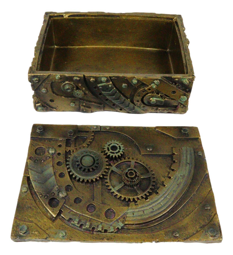 Steampunk Mechanical Gears Clockwork Vintage Design Jewelry Box Figurine 5"L