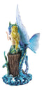 Ebros Nautical Green Tail Mermaid Ariel With Leviathan Ocean Dragon Fairy Statue