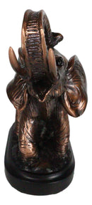 Safari African Elephant Calf With Trunk Raised Figurine On Trophy Base 6.5"L