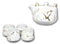 White Faux Marble With Gold Veins Ceramic Tea Pot And Cups With Tray Set For 4