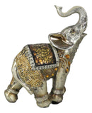 Ebros Bejeweled Mosaic Right Facing Feng Shui Elephant With Trunk Up Statue 6"H
