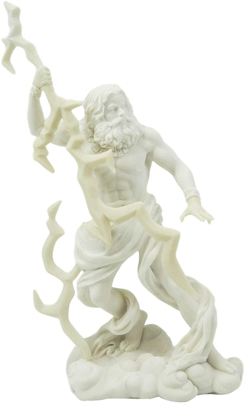 Ebros Greek God Zeus Jupiter On Clouds Holding Lightning Bolt Statue 11.25" H