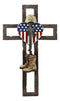 Ebros Western USA Flag Military Patriotic Fallen Soldier Memorial Wall Cross