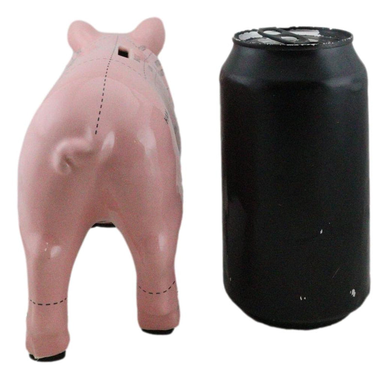 Small Ceramic Country Farmhouse Pig Swine Pork Butcher Chart Piggy Coin Bank Jar