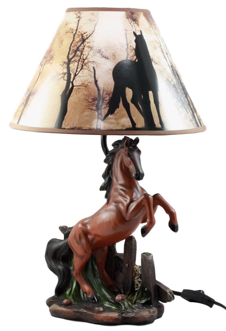 Ebros Rearing Wild Chestnut Horse Stallion Desktop Table Lamp With Shade Home Decor
