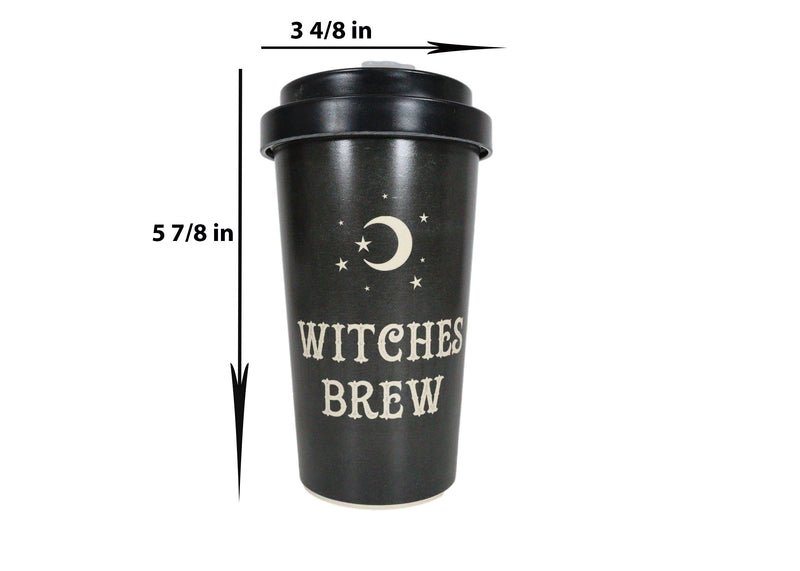Witches Brew Crescent Moon Stars Reusable Bamboo Travel Mug Cup W/ Lid & Sleeve