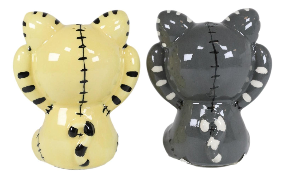 Ebros Furrybones Mao Striped Kittens Voodoo Skeleton Cats Salt And Pepper Shakers Set - Ebros Gift