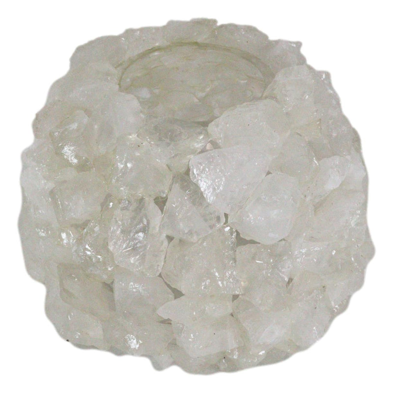 Quartz Crystal Mineral Stone Rocks Floral Vase Modern Accent Sculpture 10"L