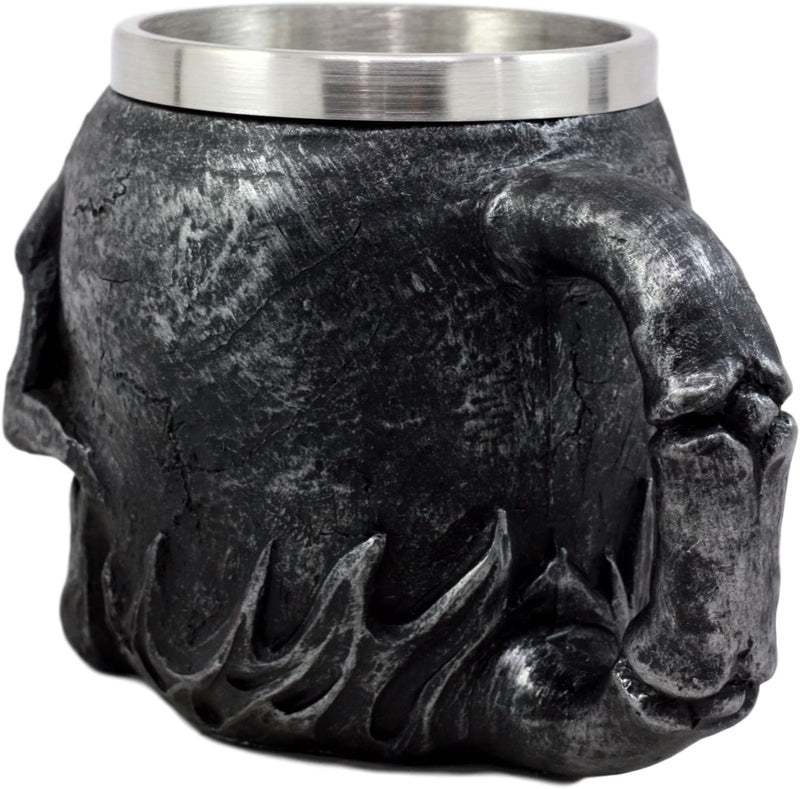 Ebros Dark Silver Immortal Skull Coffee Mug Demon Beer Stein Tankard  14oz