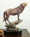 Midnight Moon Howling Alpha Gray Wolf Statue In Bronze Electroplated Finish