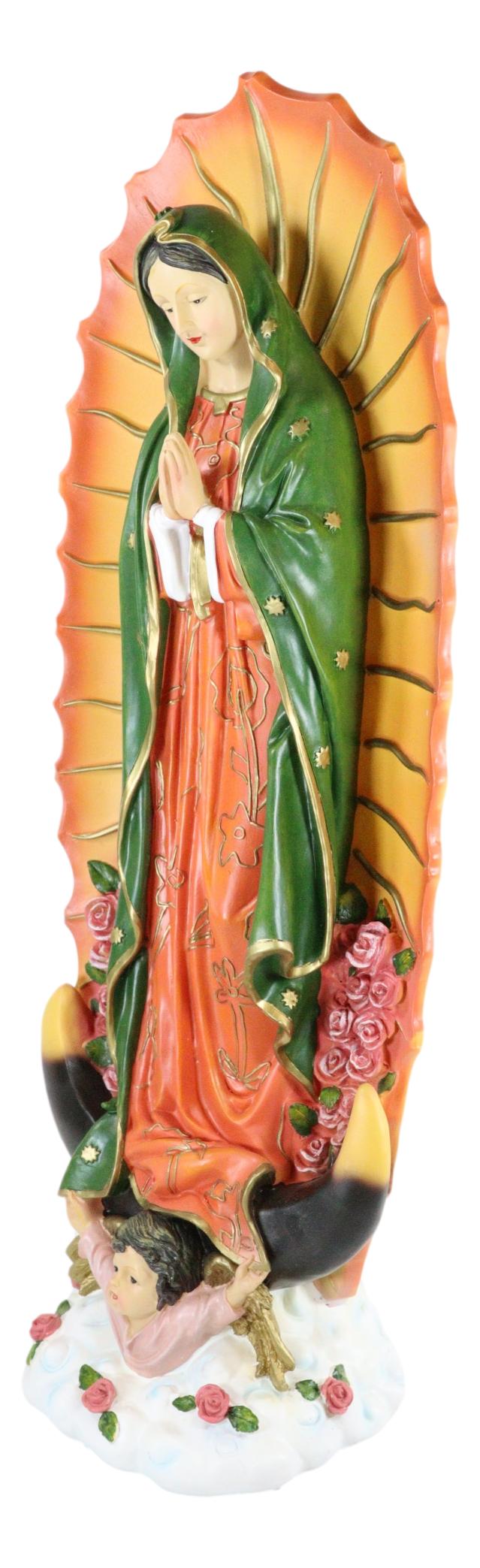 Our Holy Lady of Guadalupe With Angel And Roses Catholic Divinity Statue 22" H