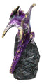 Space Purple Iridescent Dragon On Faux Geode Rock Quartz Crystal Cove Figurine