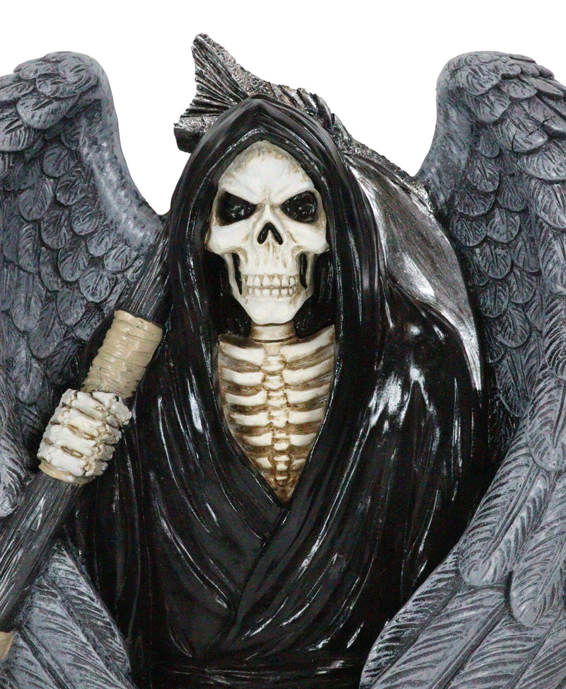 Gothic Grim Reaper Skeleton with Angel Wings Holding Scythe Heart Wall Decor