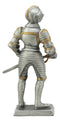 Ebros Medieval Pewter English Knight Drawing Sword Statue 4"H Medieval Suit Of Armor