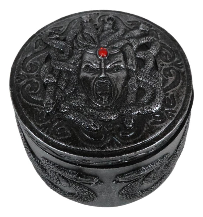 Greek Goddess Medusa Head With Snake Hairs And Red Gem Decorative Jewelry Box