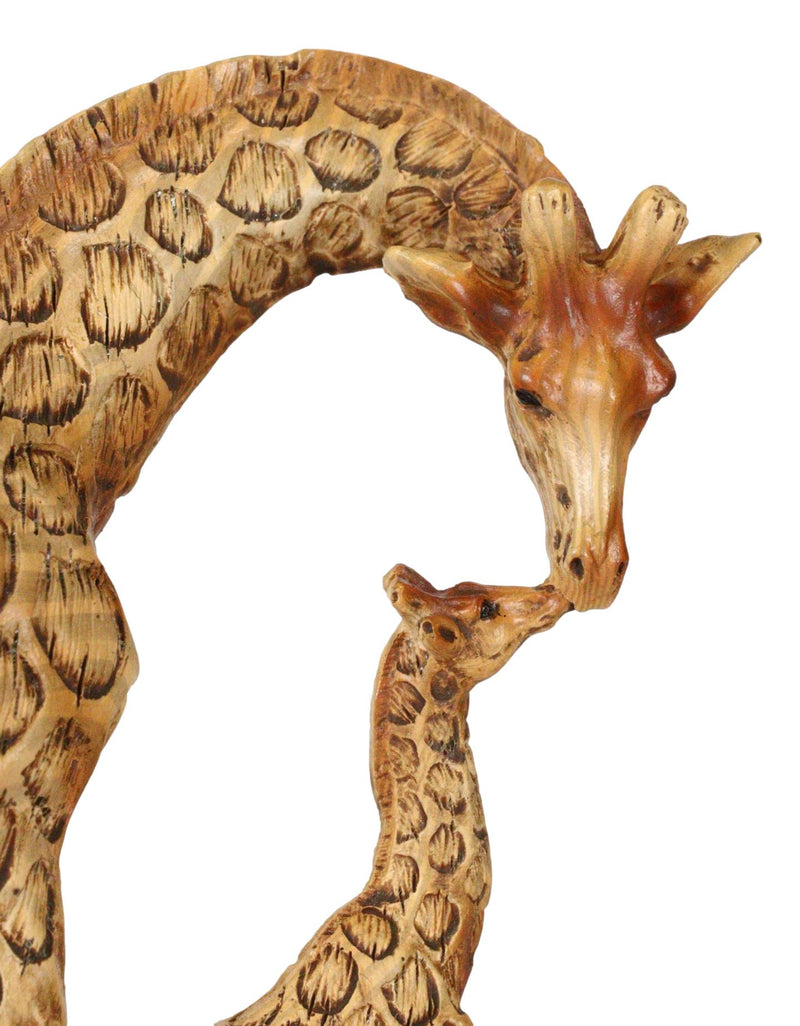 Safari Giraffe Family Statue 6.75"H Faux Wood Resin Giraffe Mother And Calf