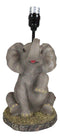 African Safari Glow Sitting Elephant with Trunk Up Desktop Table Lamp With Shade