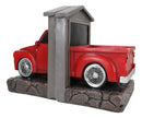 Old Fashioned Vintage Red Pickup Truck In Workshop Decorative Bookends Pair
