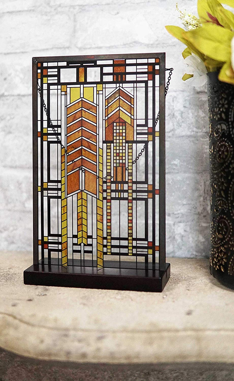 Ebros Frank Lloyd Wright Autumn Sumac Stained Glass 10" by 6.5" Desktop Plaque