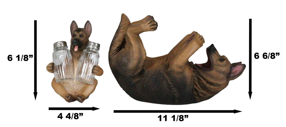 Ebros Dog German Shepherd Wine Holder and Salt Pepper Shakers Holder Set