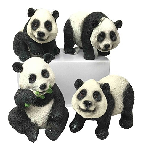 Wildlife China Giant Panda Bear Family Figurine Collectible Sculptures Set Of 4