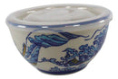 Ebros Set of 2 Ceramic Hokusai Great Wave Portion Meal Bowls 2 Cups W/ Airtight Lid