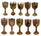 Ebros Set of 10 Egyptian Gods Wine Goblets 6oz Anubis Horus Sekhmet Osiris Etc