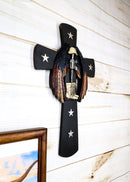 Rustic Western Stars USA Flag Wings Fallen Soldier Boot Rifle Helmet Wall Cross