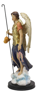 Large Catholic Church Archangel Raphael With Staff And Healing Oil Statue 14"H