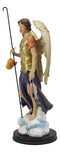 Large Catholic Church Archangel Raphael With Staff And Healing Oil Statue 14"H