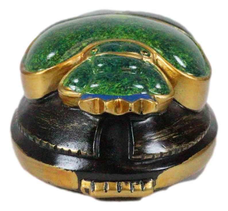 Egyptian Scarab Oracle Amulet 4" Long Symbol of Rebirth Green Scarab Figurine