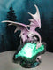 Pink Dragon Guarding Colorful LED Quartz Faux Geode Rock Crystal Cove Figurine