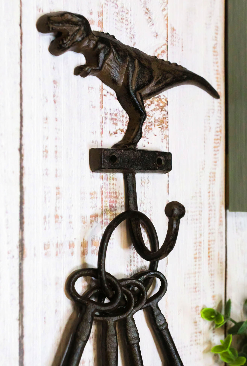 Dinosaur Key Rack Pack Of 2 Cast Iron Rustic Jurassic T-Rex Dinosaur Wall Coat Keys Hook ...