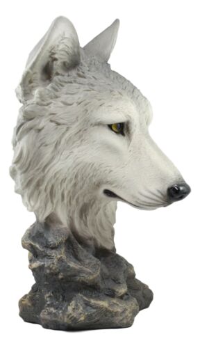 Realistic Large Gray Wolf Head Bust Statue 16