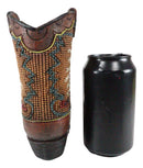 Set Of 3 Western Cowboy Aztec Mexica Faux Tooled Leather Boots Floral Vases