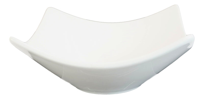 Pack Of 6 Contemporary White Quad Cornered 12oz Rice Soup Sauce Porcelain Bowls