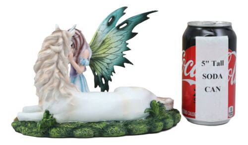Beautiful Fae Goddess Fairy Princess With Rare Unicorn Friend Statue Magic Decor