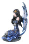 Ebros Blue Celestial Witch Fairy Cradling A Mystical Black Cat Statue 8.25" Tall